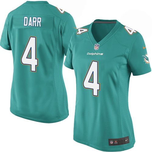 Women's Game Matt Darr Nike Jersey Aqua Green Home - #4 NFL Miami Dolphins